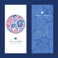 Vector mosaic flowers vertical round frame pattern invitation greeting cards
