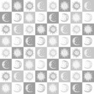 seamless background sun and the moon retro vintage N6