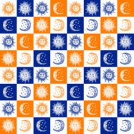 seamless background sun and the moon retro vintage N7