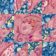 Paisley patchwork pattern with flowers Vintage boho style