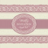 Baroque wedding invitation pink and beige N3