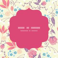 Vector fresh field flowers and leaves circle frame seamless pattern