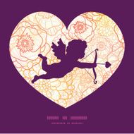 Vector warm flowers shooting cupid silhouette frame pattern invitation greeting