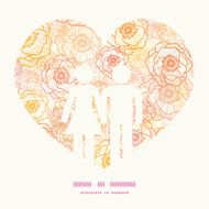 Vector warm flowers couple in love silhouettes frame pattern invitation