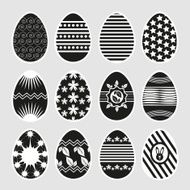 Easter eggs in black and white