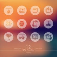 Set of three d printer icons N3