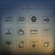 Set of three d printer icons N4