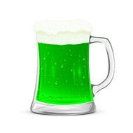 Glass mug of green beer