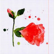 Watercolor design element hollyhock for the realization