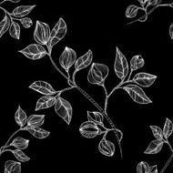 Abstract background with flowers in black and white style
