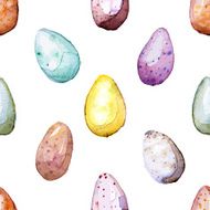 Happy Easter! Watercolor hand drawn Easter egg seamless pattern 100 Vector