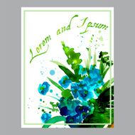 Illustration with flowers forget-me-painted watercolors