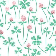 seamless pattern with clovers and flowers