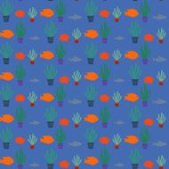 Seamless pattern of hand-drawn fish silhouettes