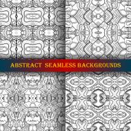 Vector Set of 4 Seamless Monochrome Abstract Pattern N14