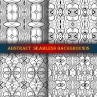 Vector Set of 4 Seamless Monochrome Abstract Pattern N15