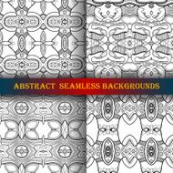 Vector Set of 4 Seamless Monochrome Abstract Pattern N16