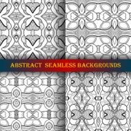 Vector Set of 4 Seamless Monochrome Abstract Pattern N17