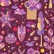 Purple spring vector pattern with forest
