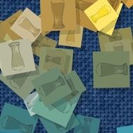 Abstract background with scattered glasses of beer motif