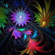 Flower background Purple pink and green palette Fractal design