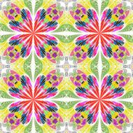 Multicolored symmetrical pattern in stained-glass window style N15