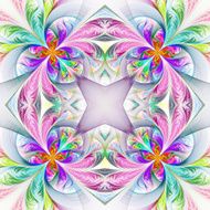 Symmetric multicolored fractal tracery Collection - frosty pattern N4