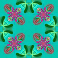 Symmetrical pattern of the flower petals Green and pink palette