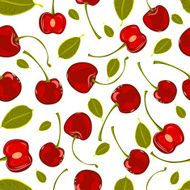 Seamless pattern of hand-drawing various juicy fruit cherry vector