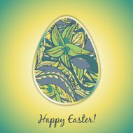 Easter egg greeting card with abstract hand drawn ornament