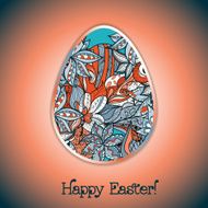 Easter egg greeting card with abstract hand drawn ornament N4