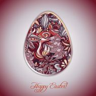 Easter egg greeting card with abstract hand drawn ornament N5