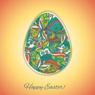 Easter egg greeting card with abstract hand drawn ornament N10