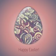 Easter egg greeting card with abstract hand drawn ornament N13