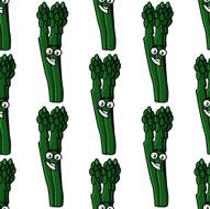 Seamless background with cartoon asparagus vegetables