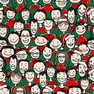 Christmas party with group of people seamless pattern