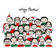 Christmas party with group of people sketch for your design