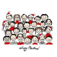 Christmas party with group of people sketch for your design N2