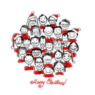 Christmas party with group of people sketch for your design N3