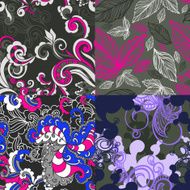 Set of abstract floral seamless patterns N4