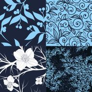 Set of abstract floral seamless patterns N5