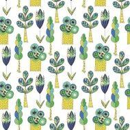 Vector doodle pattern with trees N2