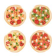 Pizza with tomato and mushrooms sketch for your design