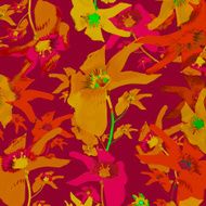 Psychedelic Style Lilies Collage Background