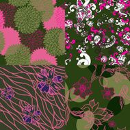 Set of abstract floral seamless patterns N9