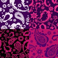 Set of abstract floral seamless patterns N10