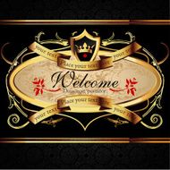 Vector decorative ornamental background with golden elements N12