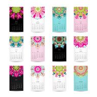 Calendar grid 2015 for your design floral ornament N4