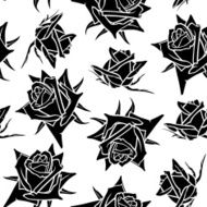 Seamless pattern of silhouettes roses