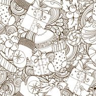 Winter icons vintage seamless pattern N2